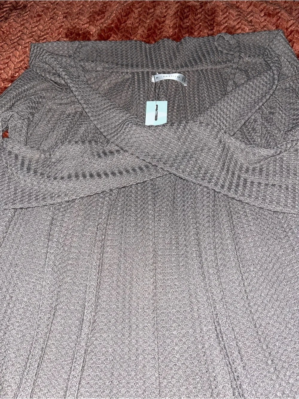 Dressfo Long Sleeve Knit Dress in Taupe. Size M